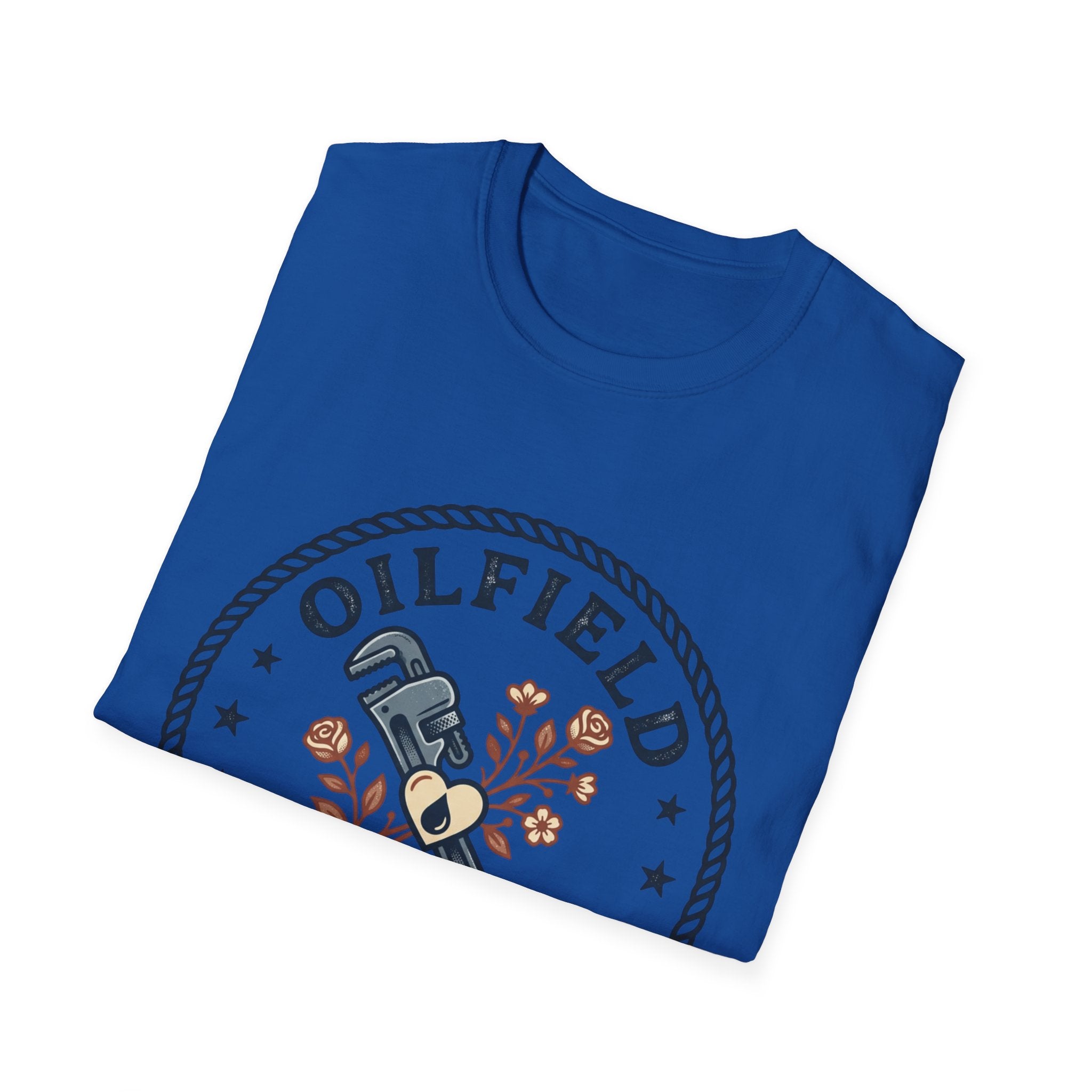 Oilfield Wife T-Shirt — Rustic Wrench Logo Tee for Oil & Gas Partners