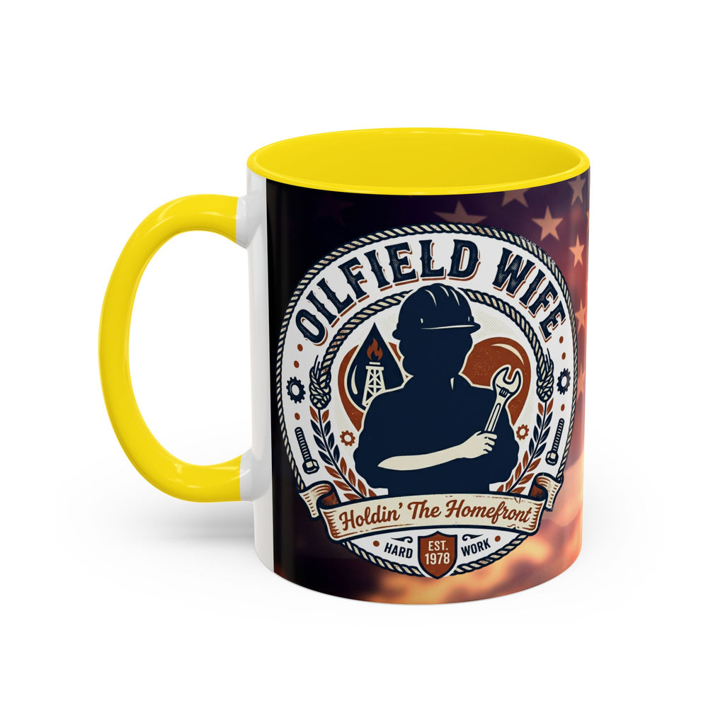 Patriotic Accent Oil Wife Coffee Mug – American Flag Sunset Design (11/15oz)