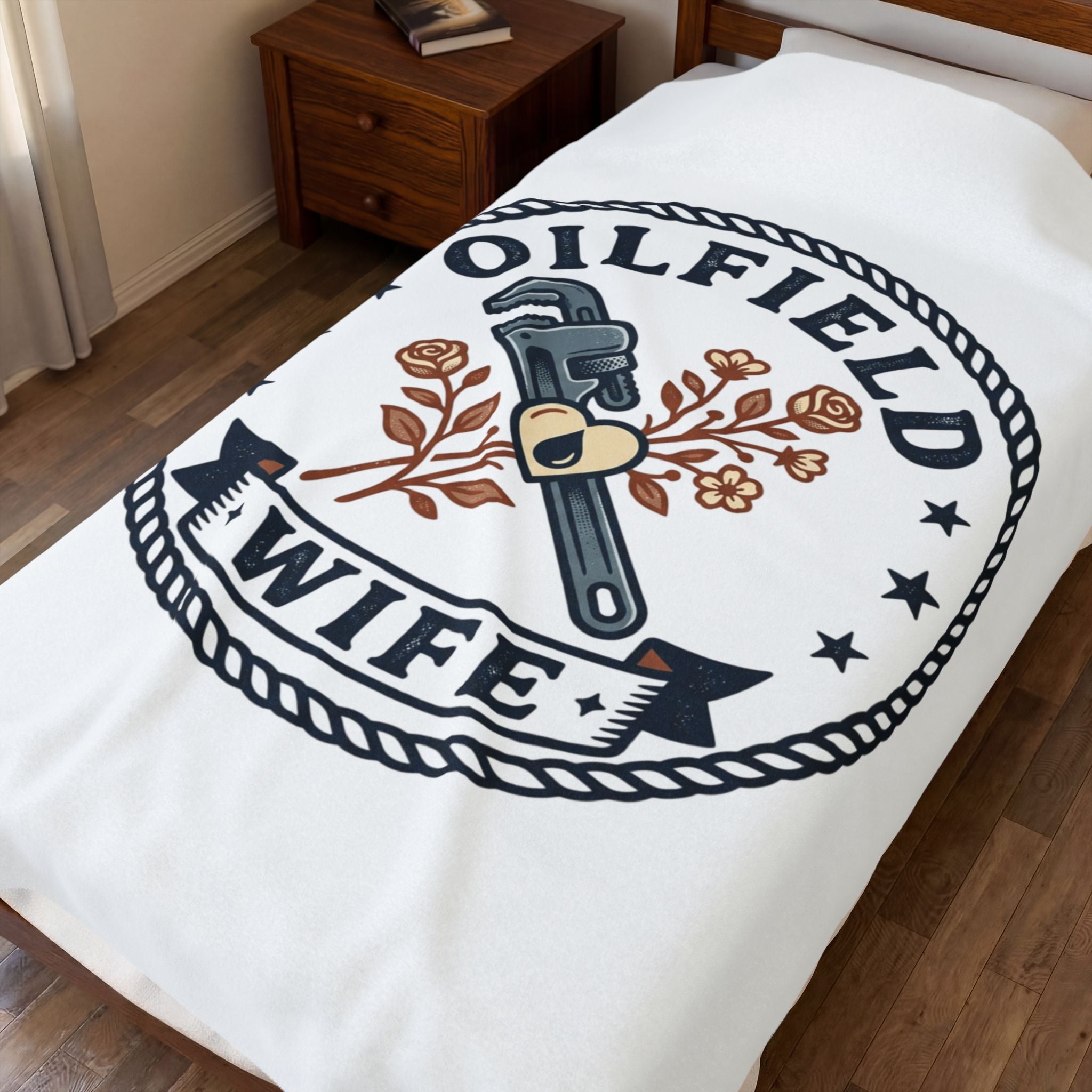 Oilfield Wife Velveteen Plush Blanket – Cozy Gift for Oil & Gas Wives