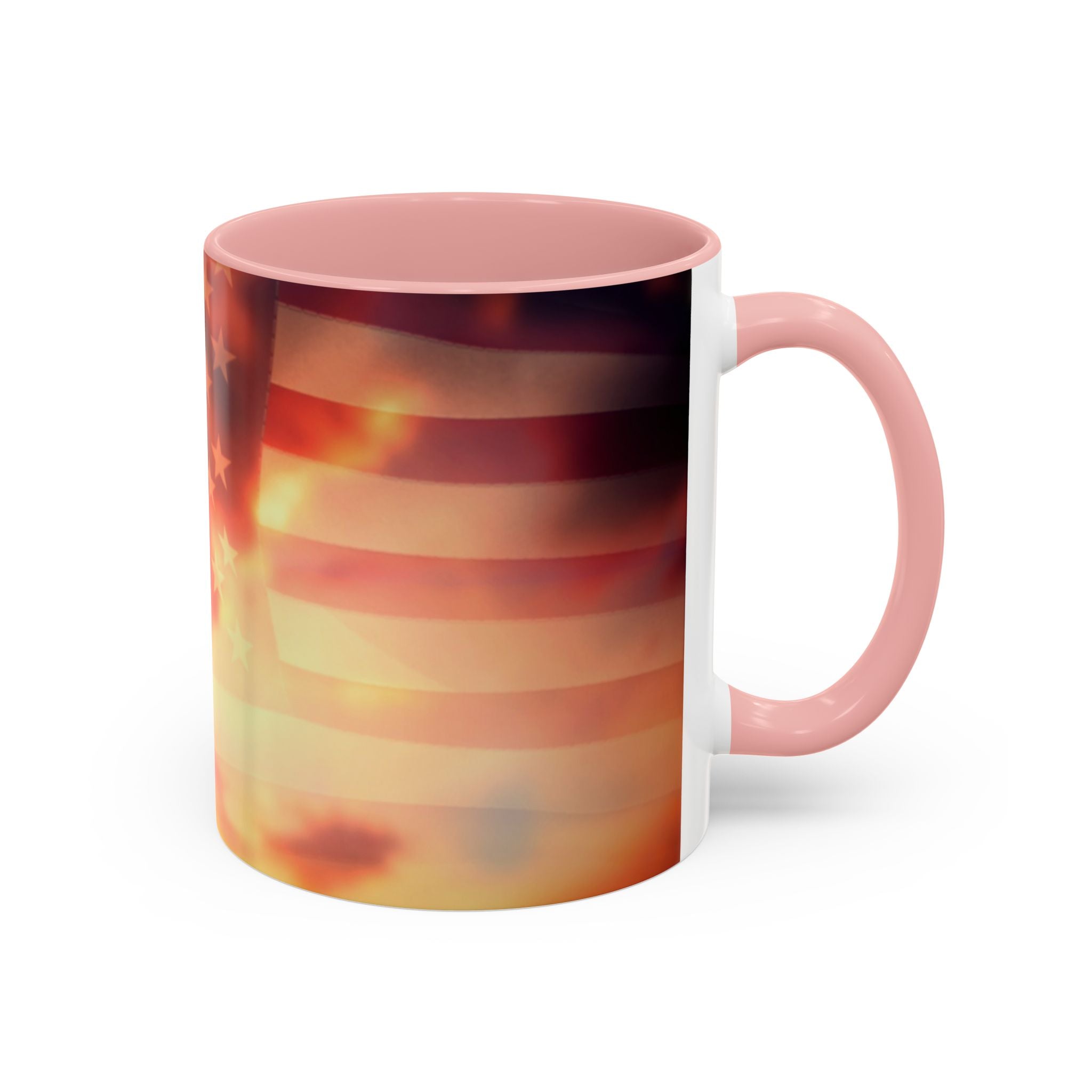 Patriotic Accent Oil Wife Coffee Mug – American Flag Sunset Design (11/15oz)