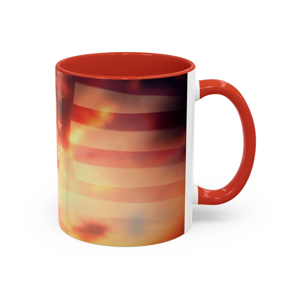 Patriotic Accent Oil Wife Coffee Mug – American Flag Sunset Design (11/15oz)