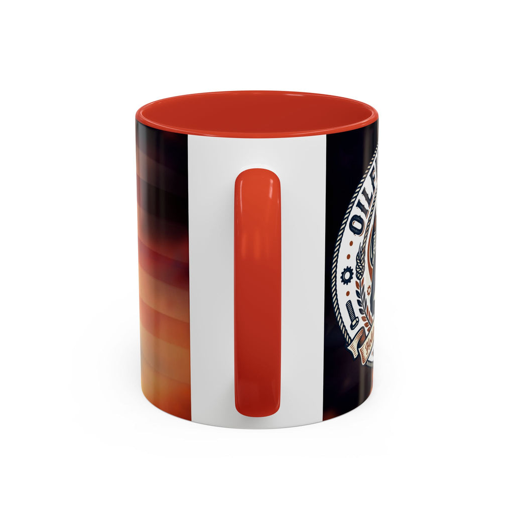 Patriotic Accent Oil Wife Coffee Mug – American Flag Sunset Design (11/15oz)