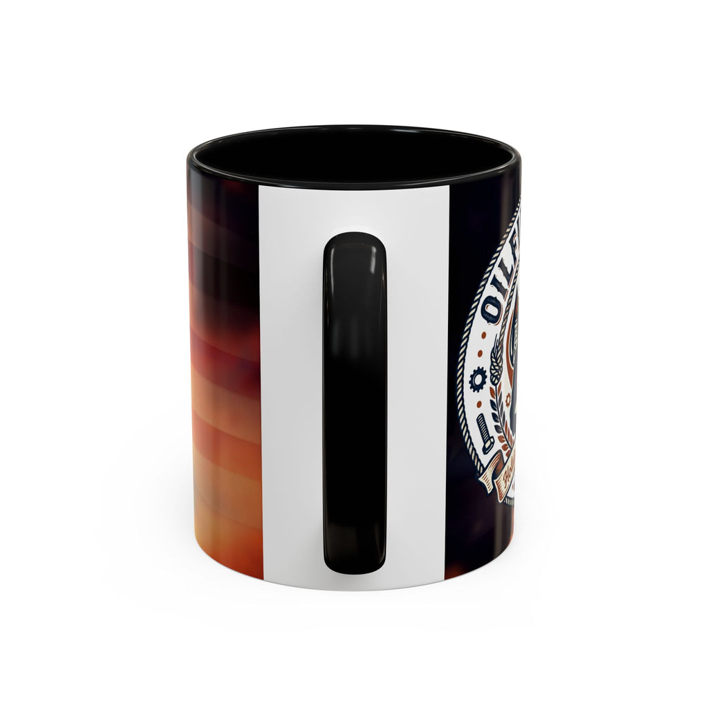 Patriotic Accent Oil Wife Coffee Mug – American Flag Sunset Design (11/15oz)