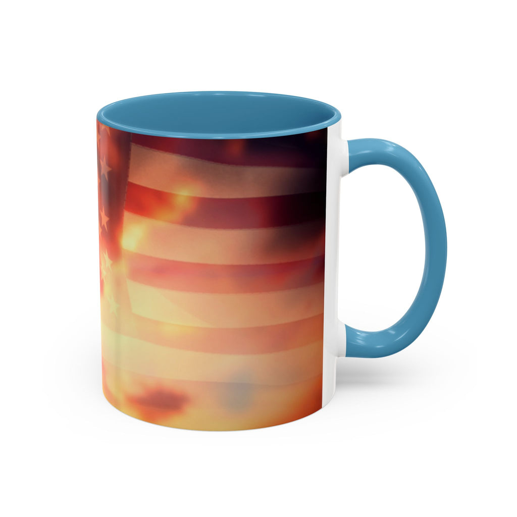 Patriotic Accent Oil Wife Coffee Mug – American Flag Sunset Design (11/15oz)