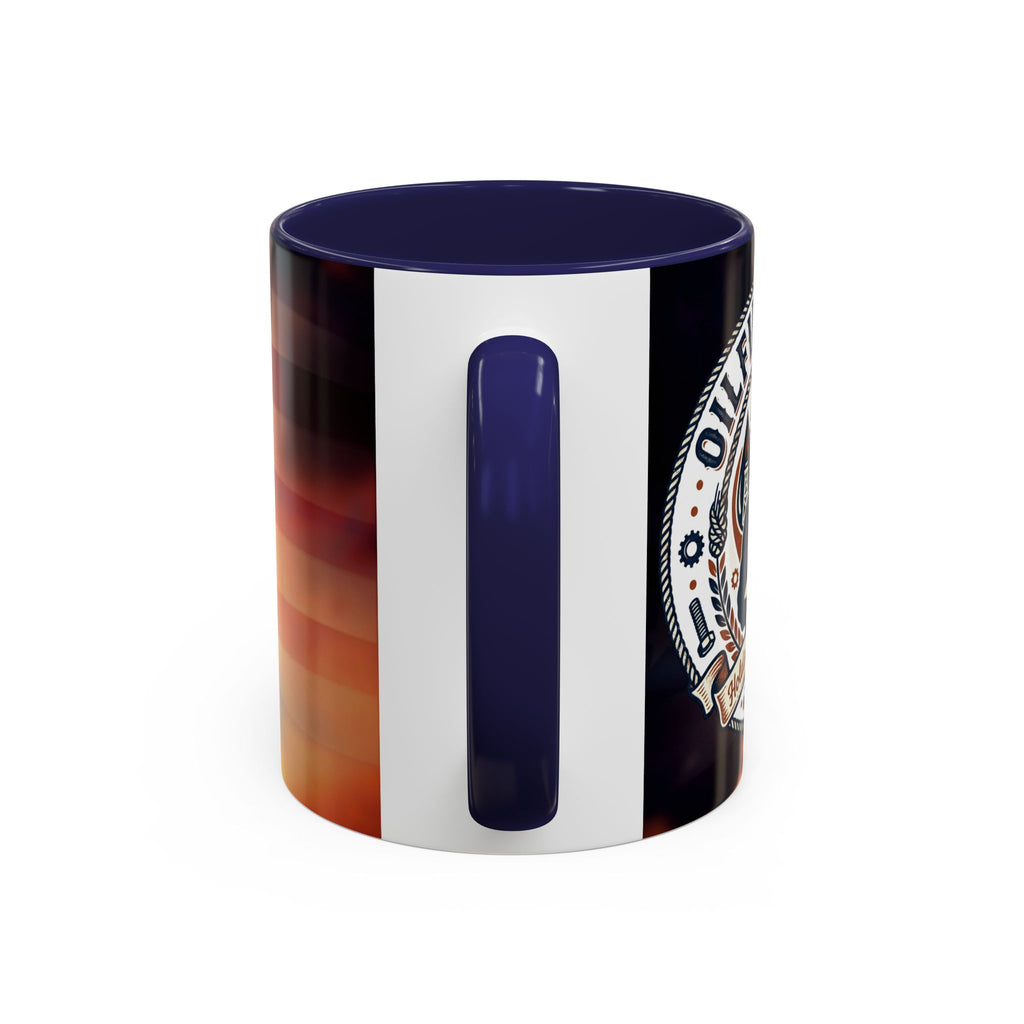 Patriotic Accent Oil Wife Coffee Mug – American Flag Sunset Design (11/15oz)