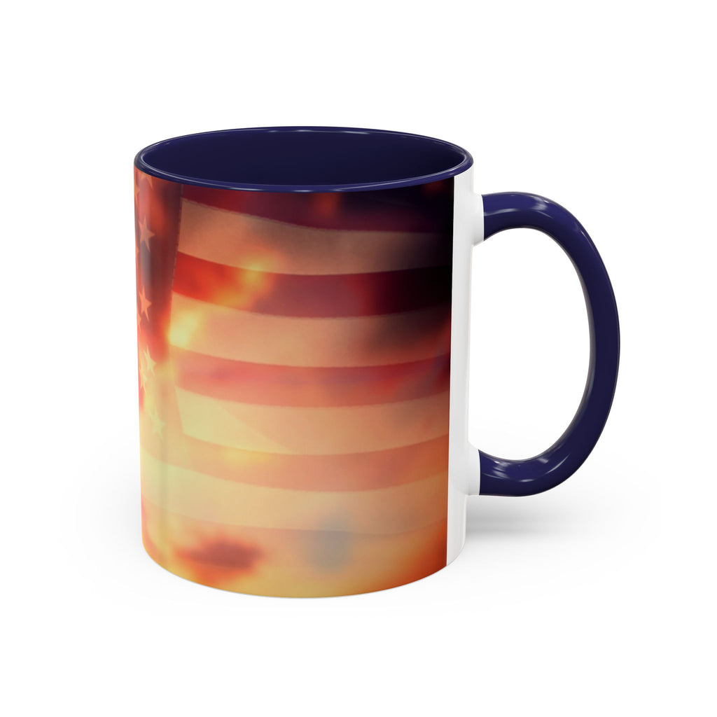 Patriotic Accent Oil Wife Coffee Mug – American Flag Sunset Design (11/15oz)