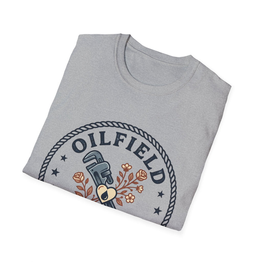 Oilfield Wife T-Shirt — Rustic Wrench Logo Tee for Oil & Gas Partners