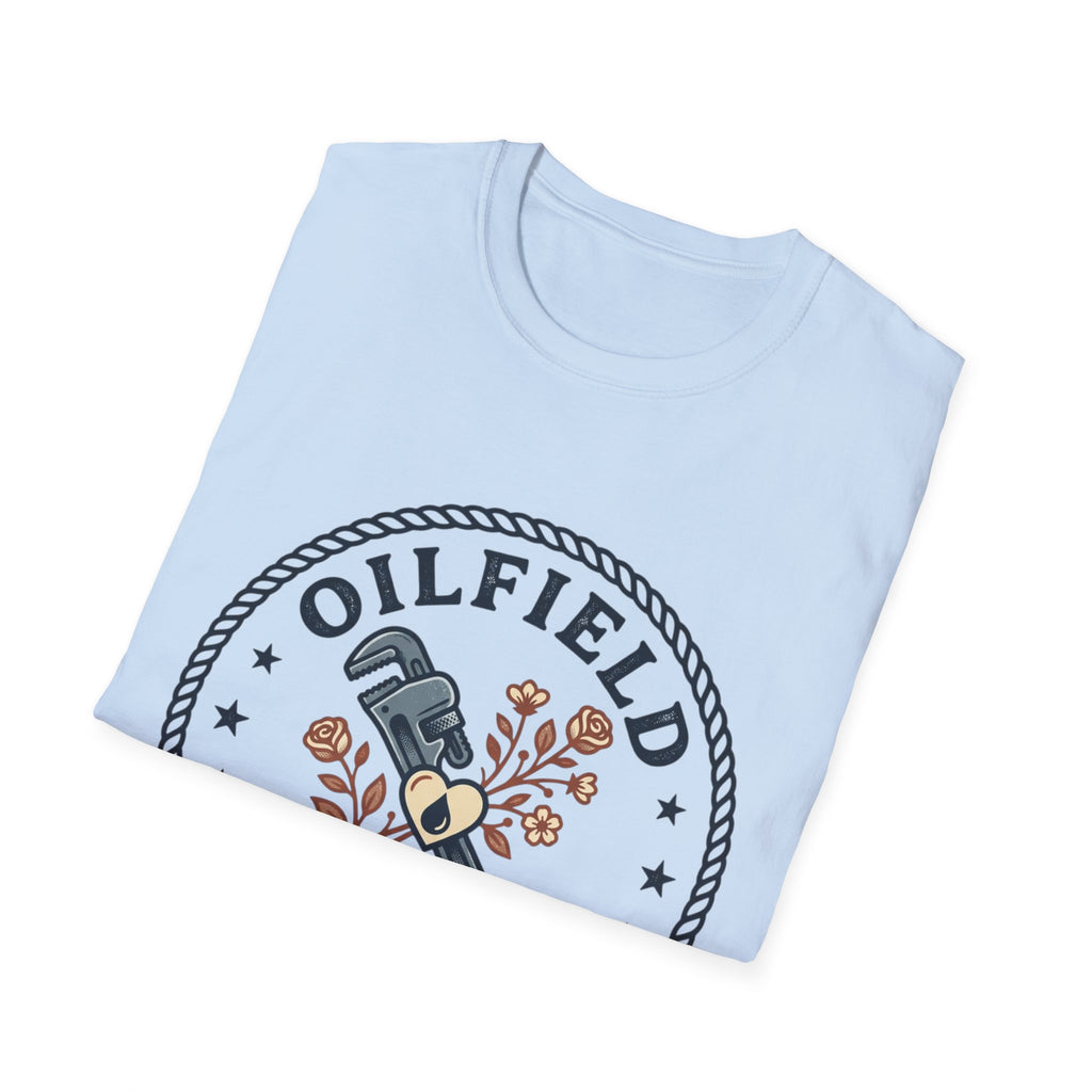 Oilfield Wife T-Shirt — Rustic Wrench Logo Tee for Oil & Gas Partners