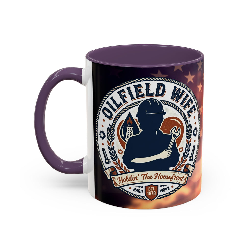 Patriotic Accent Oil Wife Coffee Mug – American Flag Sunset Design (11/15oz)