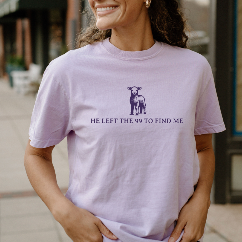 He Left the 99 to Find Me Christian Comfort Colors Tee