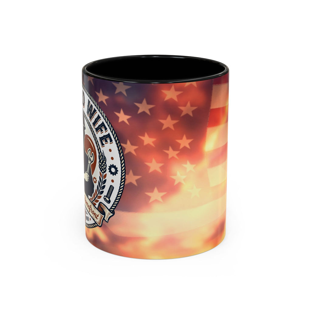 Patriotic Accent Oil Wife Coffee Mug – American Flag Sunset Design (11/15oz)
