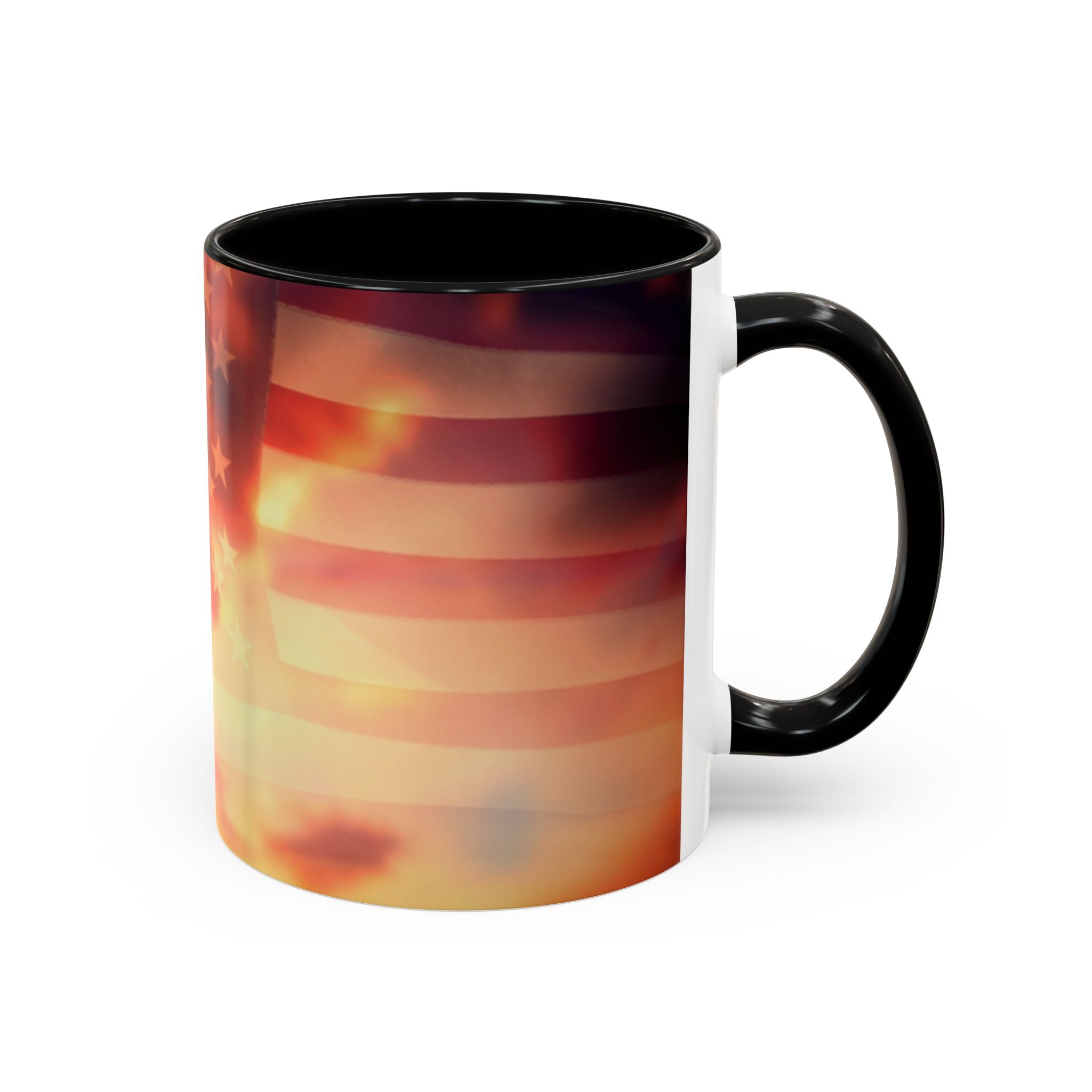 Patriotic Accent Oil Wife Coffee Mug – American Flag Sunset Design (11/15oz)