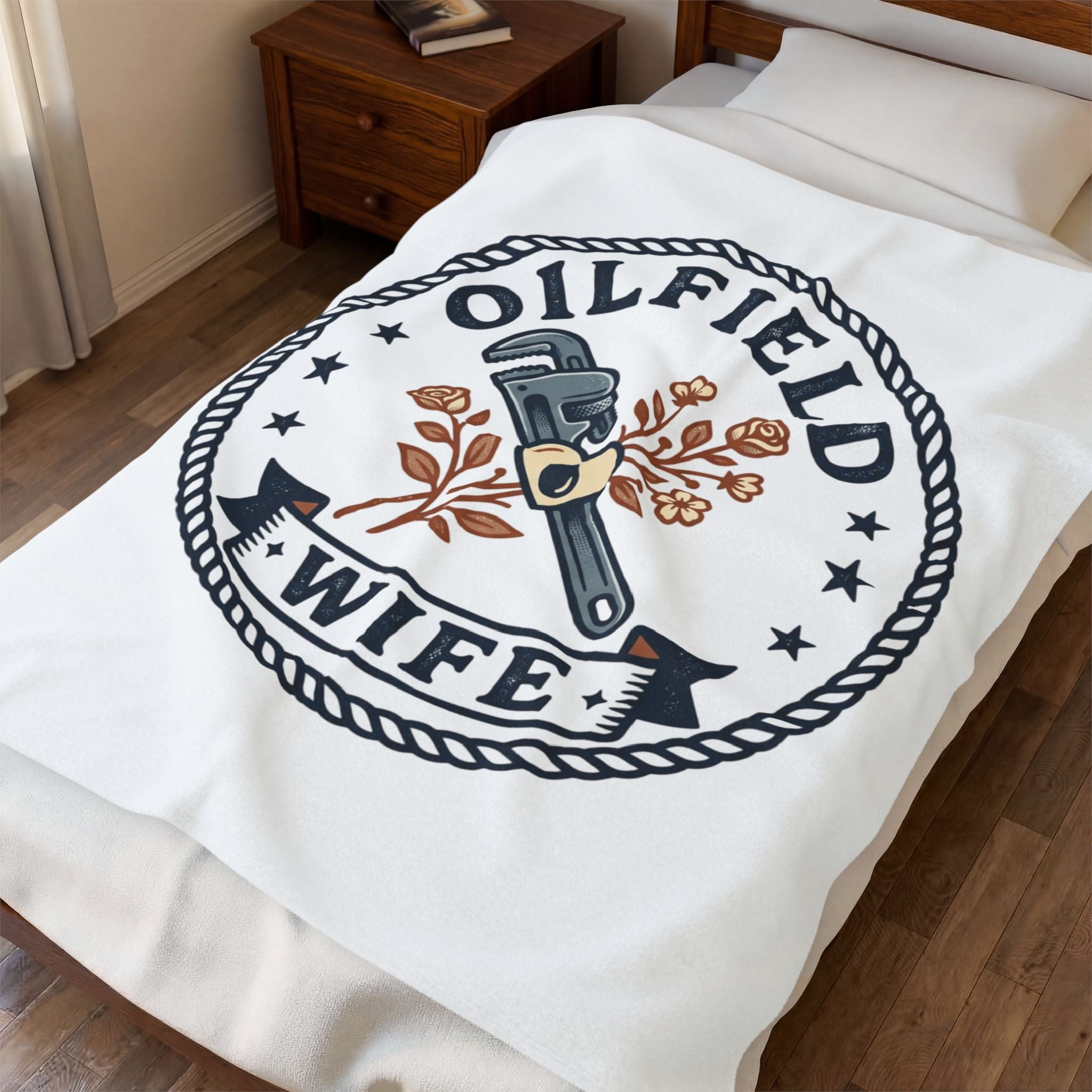 Oilfield Wife Velveteen Plush Blanket – Cozy Gift for Oil & Gas Wives