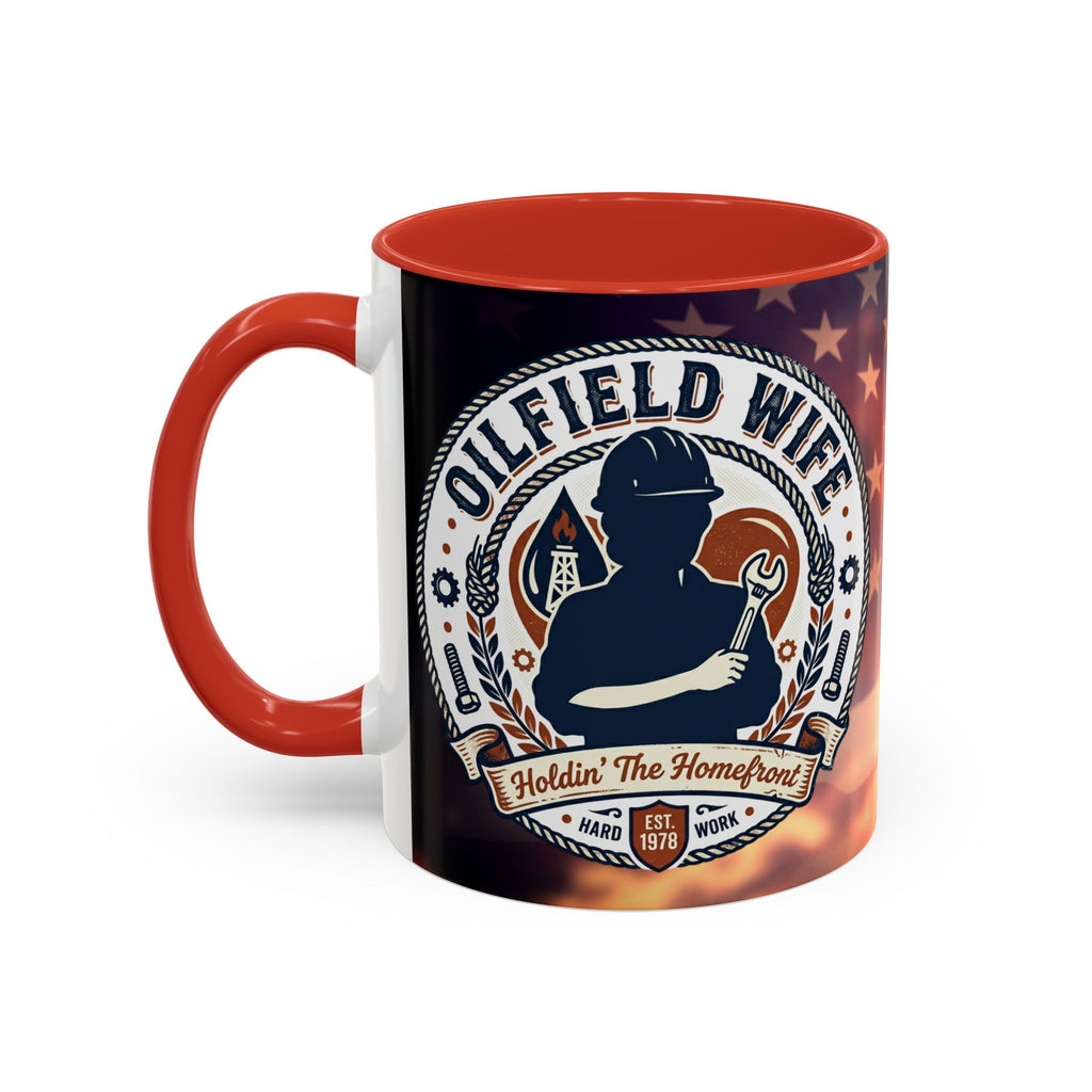 Patriotic Accent Oil Wife Coffee Mug – American Flag Sunset Design (11/15oz)