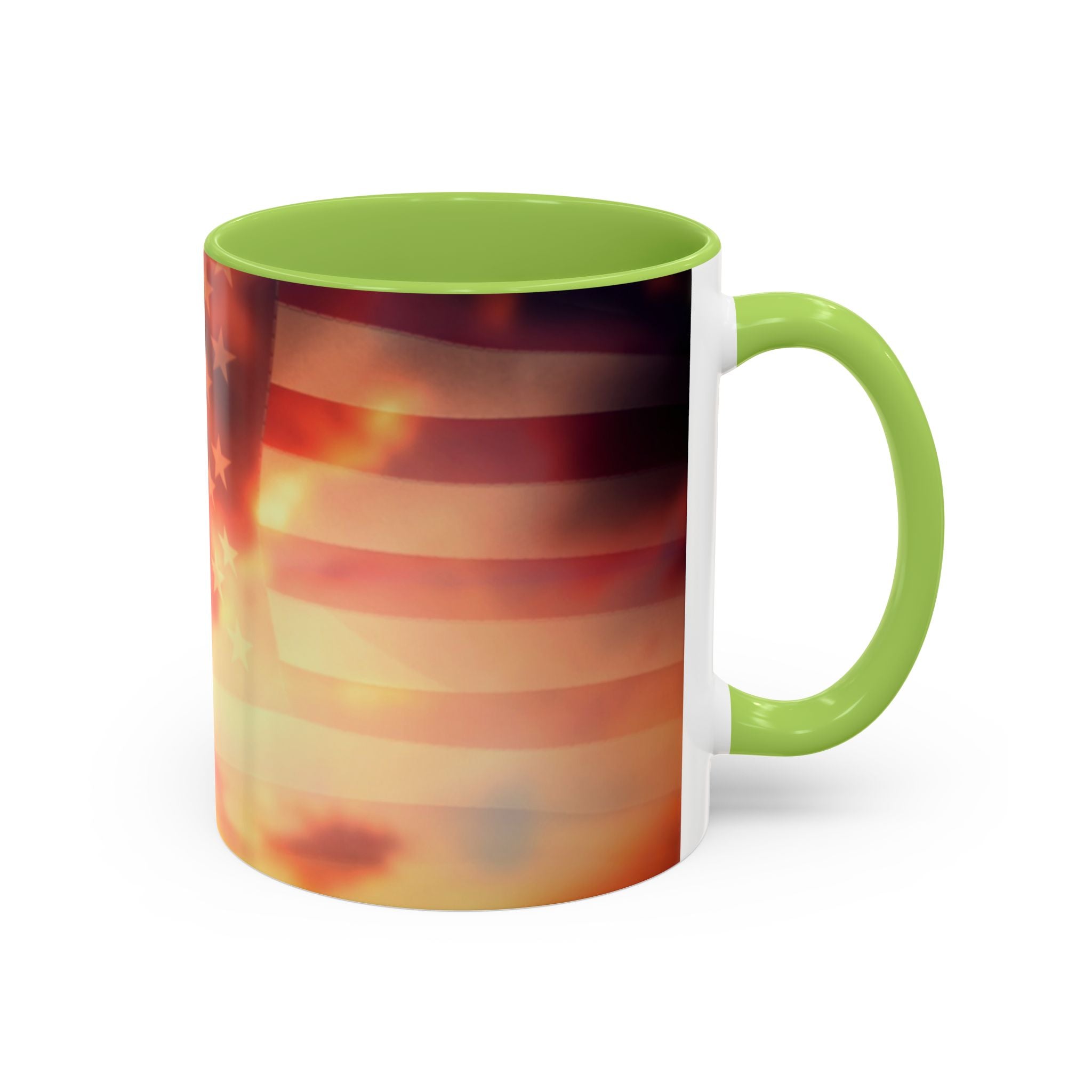 Patriotic Accent Oil Wife Coffee Mug – American Flag Sunset Design (11/15oz)