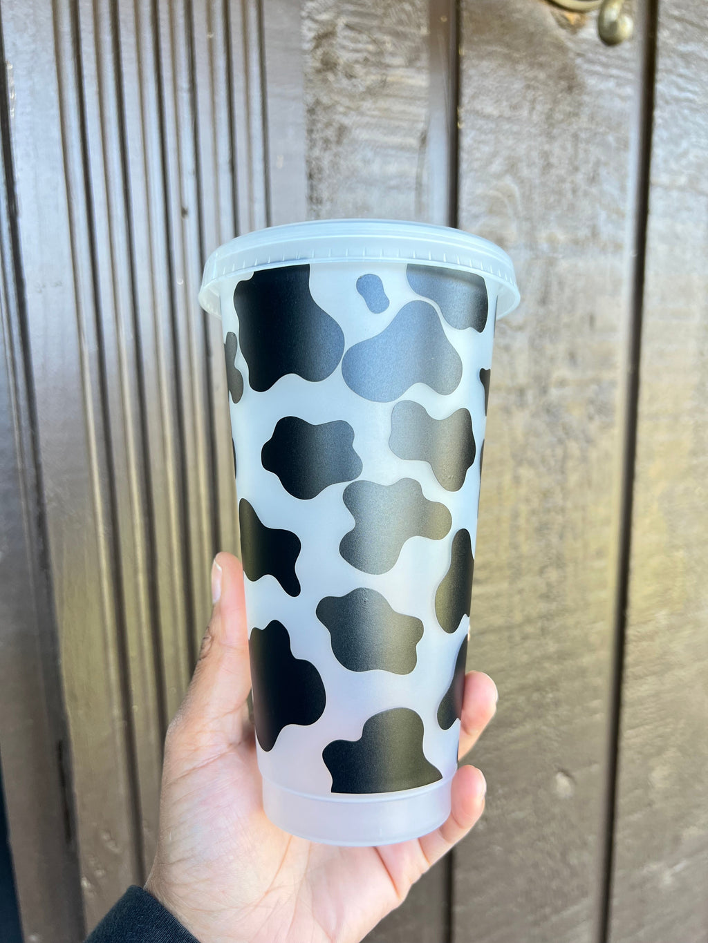 Cow Print 24 Ounce Animal Print Cold Cup with Straw