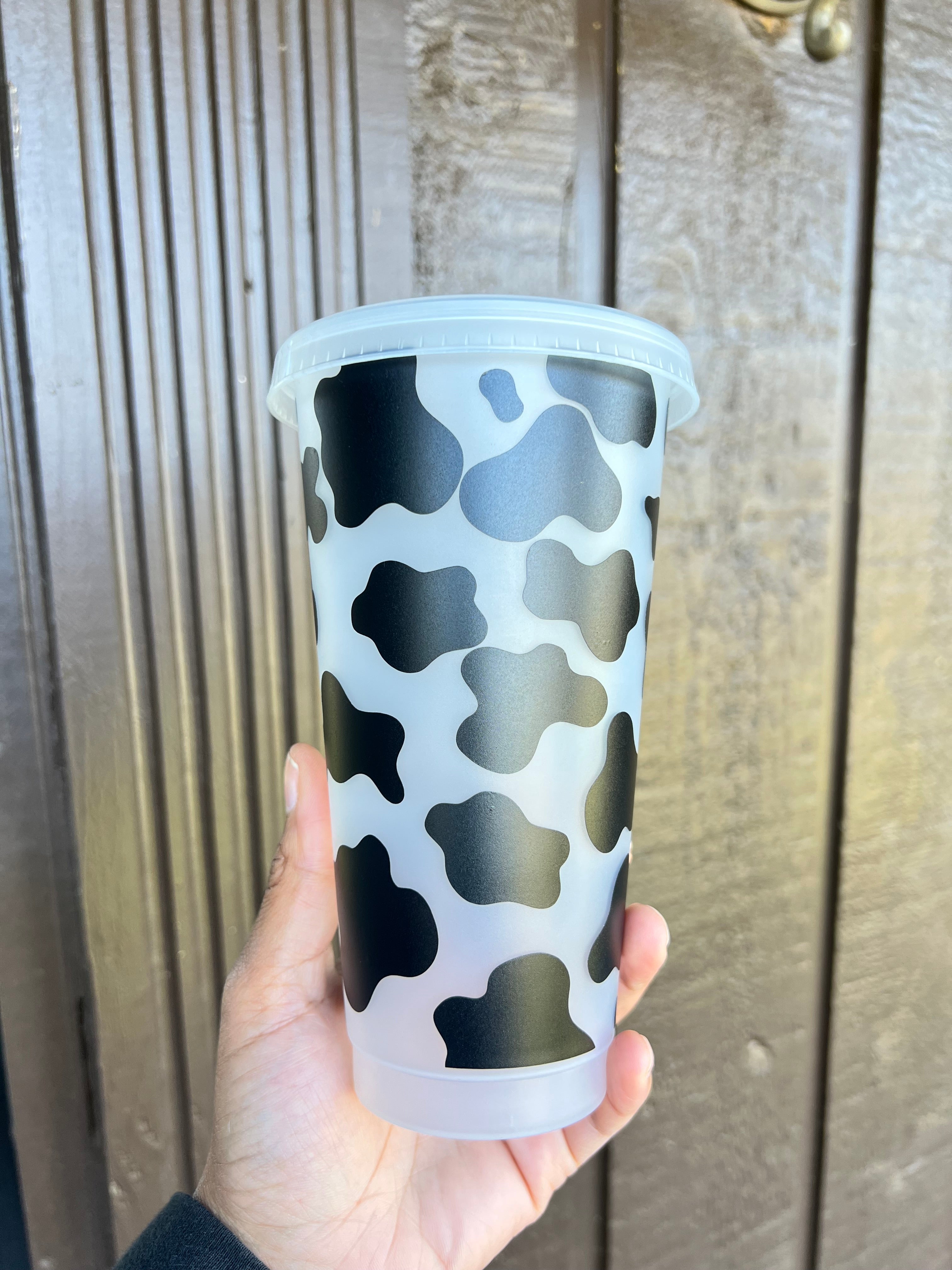 Cow Print 24 Ounce Animal Print Cold Cup with Straw