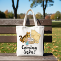 Pregnancy Announcement With Pooh & Tiger Tote Bag, Coming Soon Gift Shopper for Expecting Moms