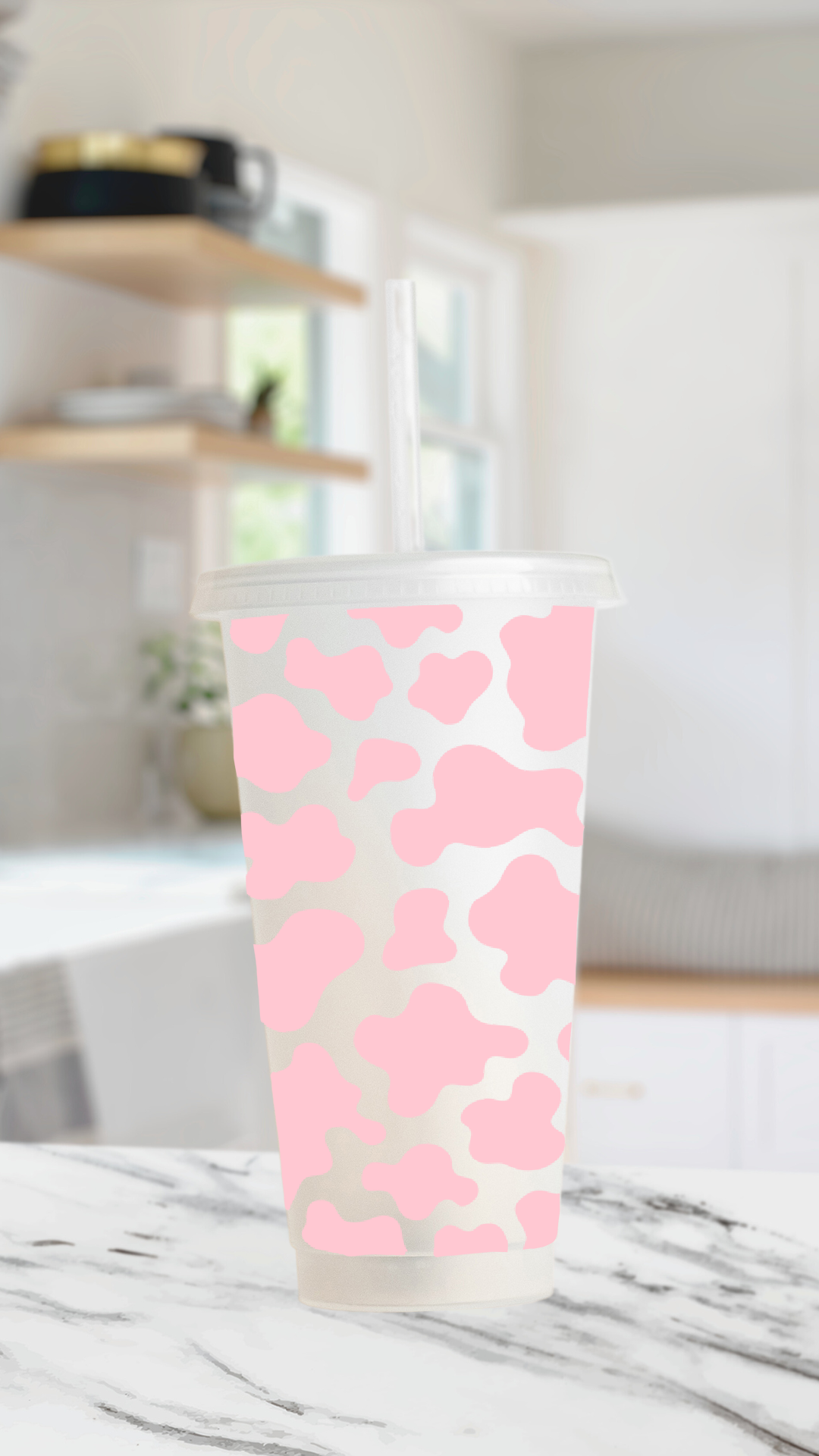 Cow Print 24 Ounce Animal Print Cold Cup with Straw