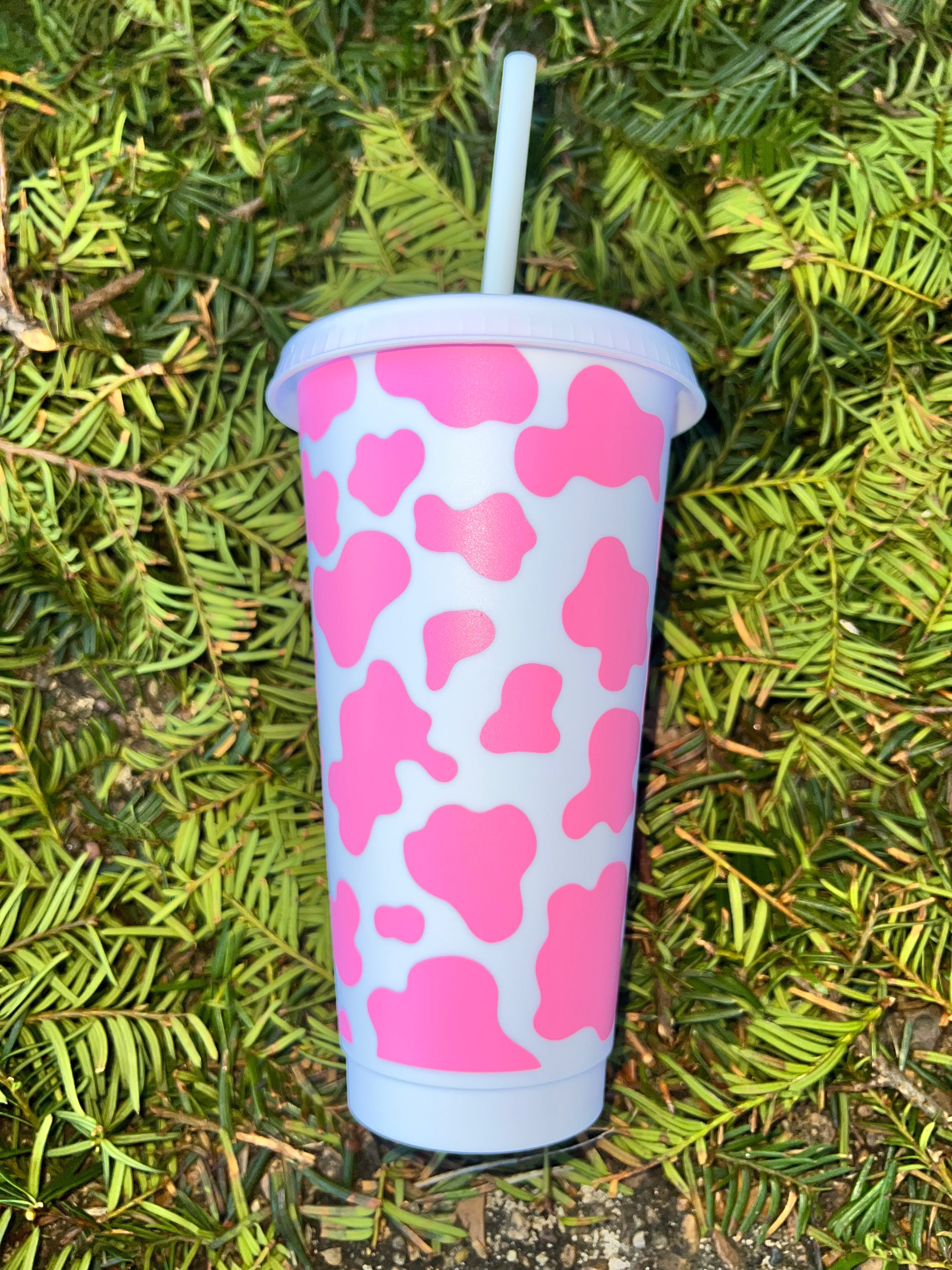 Cow Print 24 Ounce Animal Print Cold Cup with Straw