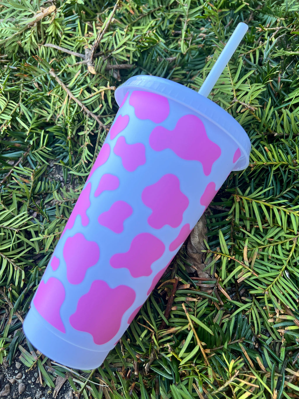 Cow Print 24 Ounce Animal Print Cold Cup with Straw